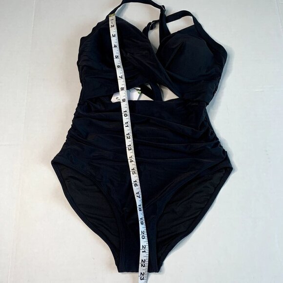 Eomenie One Piece SZ S Swimsuit Tummy Control Cutout High Waisted Tie Back NEW - Picture 10 of 11